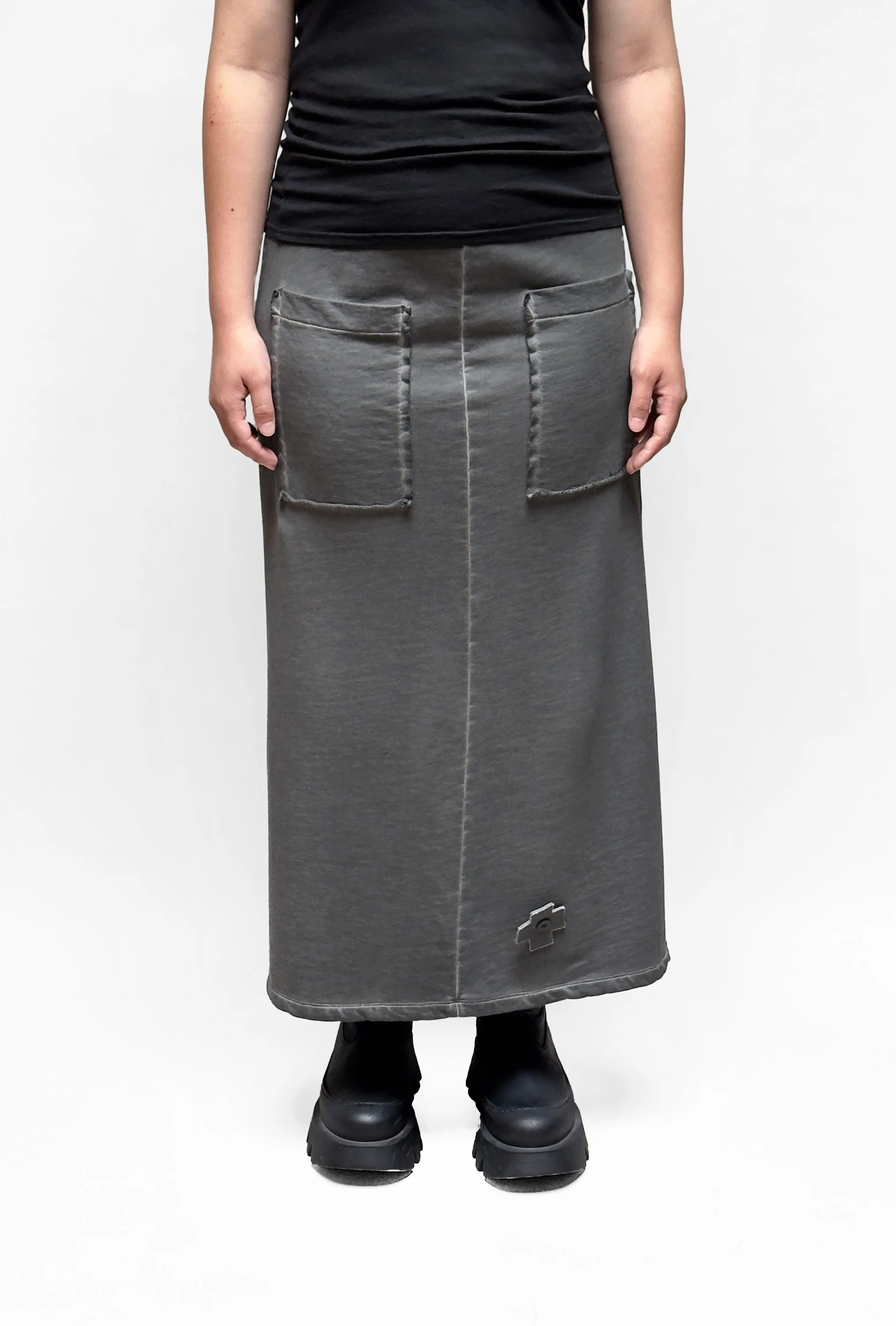 PLU Knit Pencil Skirt in Asphalt Wash