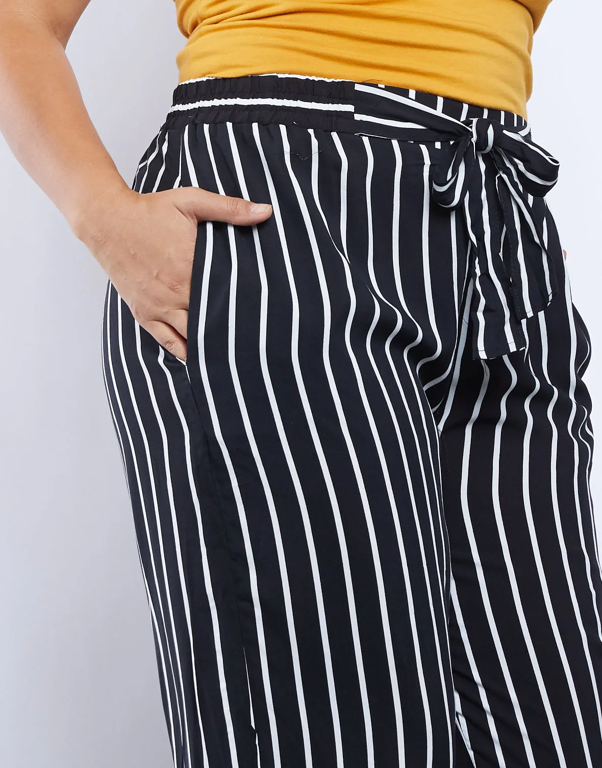 Plus Size Wide Leg Striped Pants