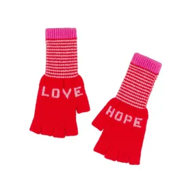 Quinton   Chadwick Fingerless Love Hope Gloves in Red and Pink