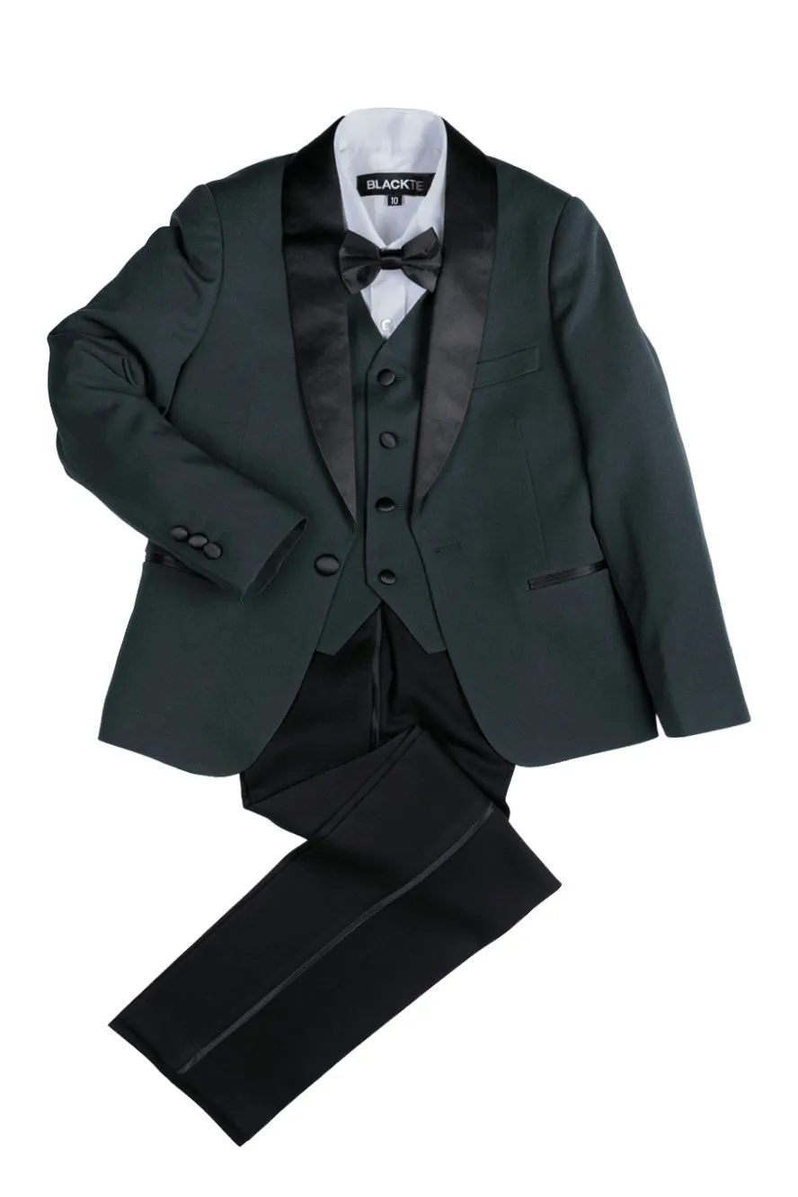 "London" Kids Hunter Green Tuxedo (5-Piece Set)