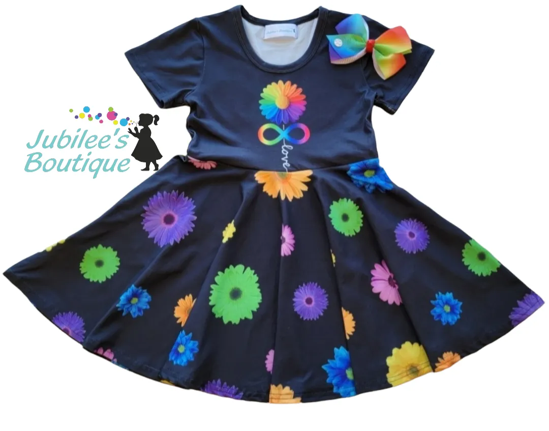 Rainbow Daisy Twirl Dress