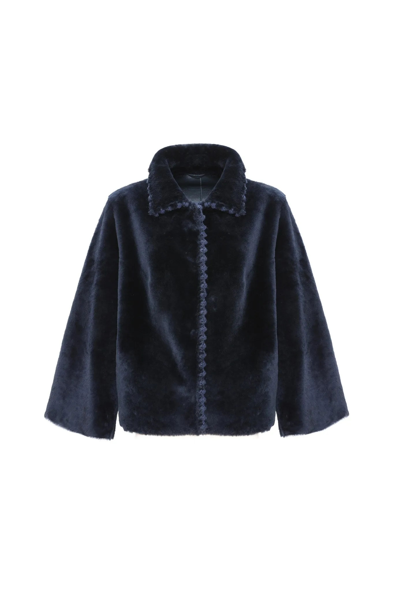 Reversible Select Shearling Jacket with Embroiderd Trim