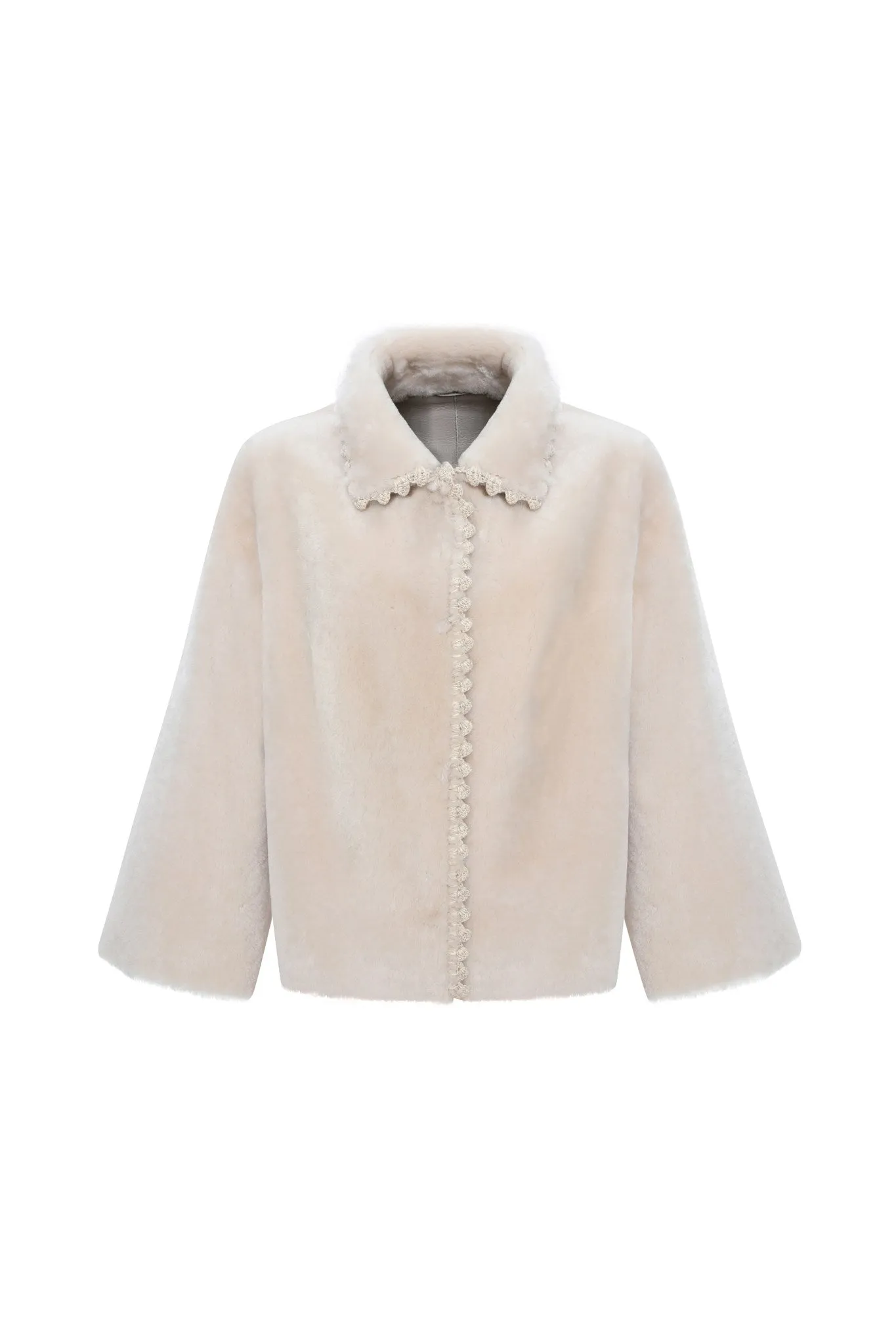 Reversible Select Shearling Jacket with Embroiderd Trim