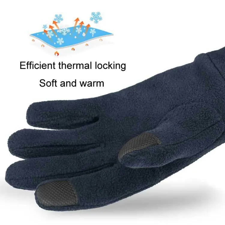 Rocker Fleece Winter Warm Anti-Slip Gloves Outdoor Riding Sports Gloves, Size: S(Navy)