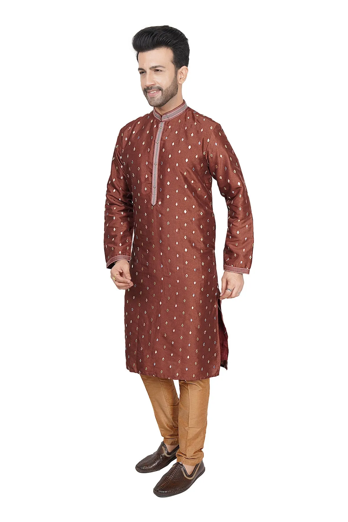 Rust mens kurta pyjama