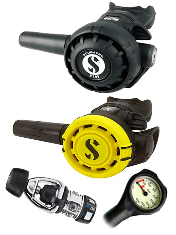 Scubapro Regulator Set: MK2 Evo (DIN or Yoke) / R195 / R-Series Octopus & Termo Gauge