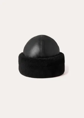 Shearling winter hat black