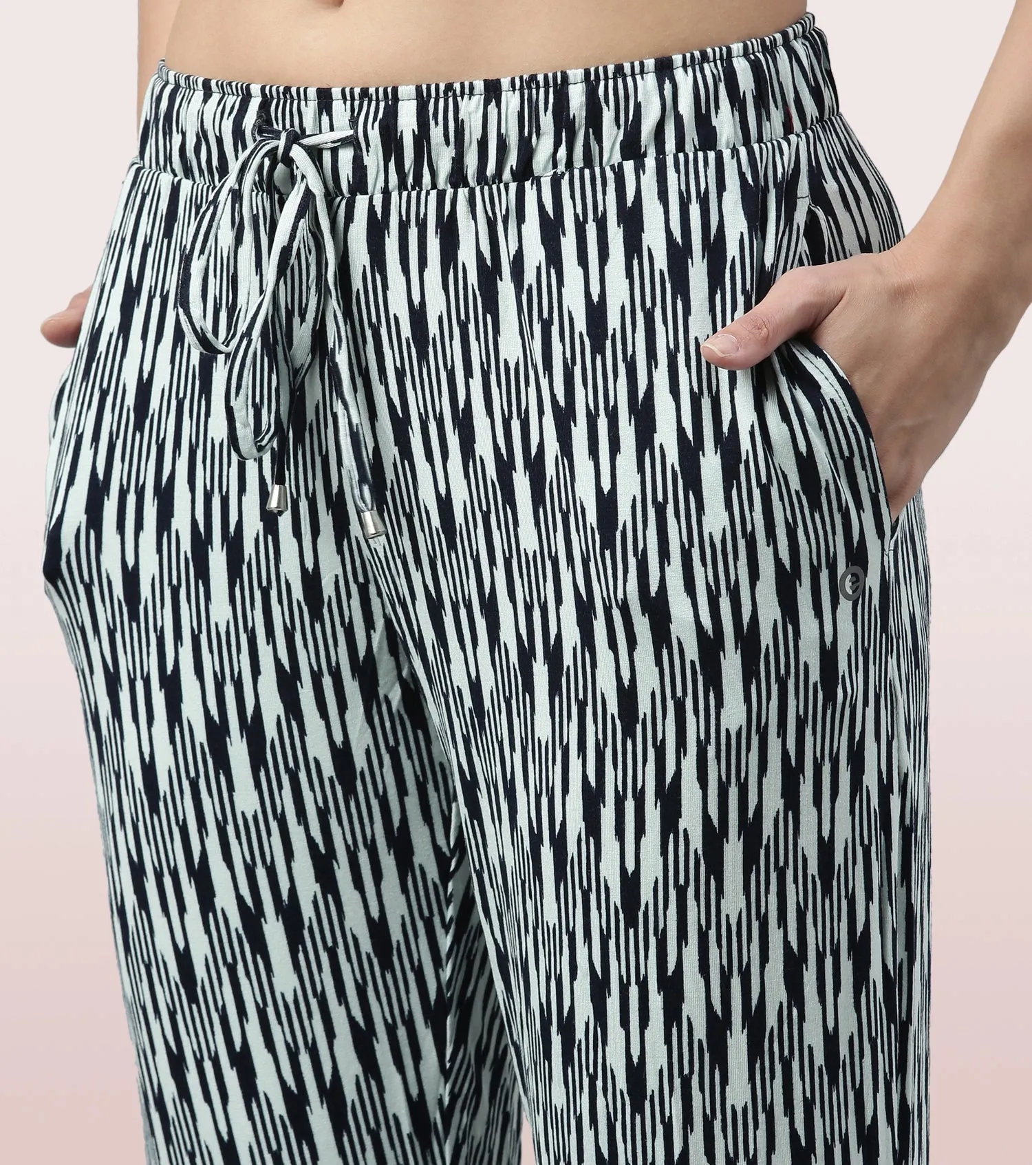 Shop-In Pants - Tapered Lounge Pants With Self Fabric Drawstring With Metal Ends