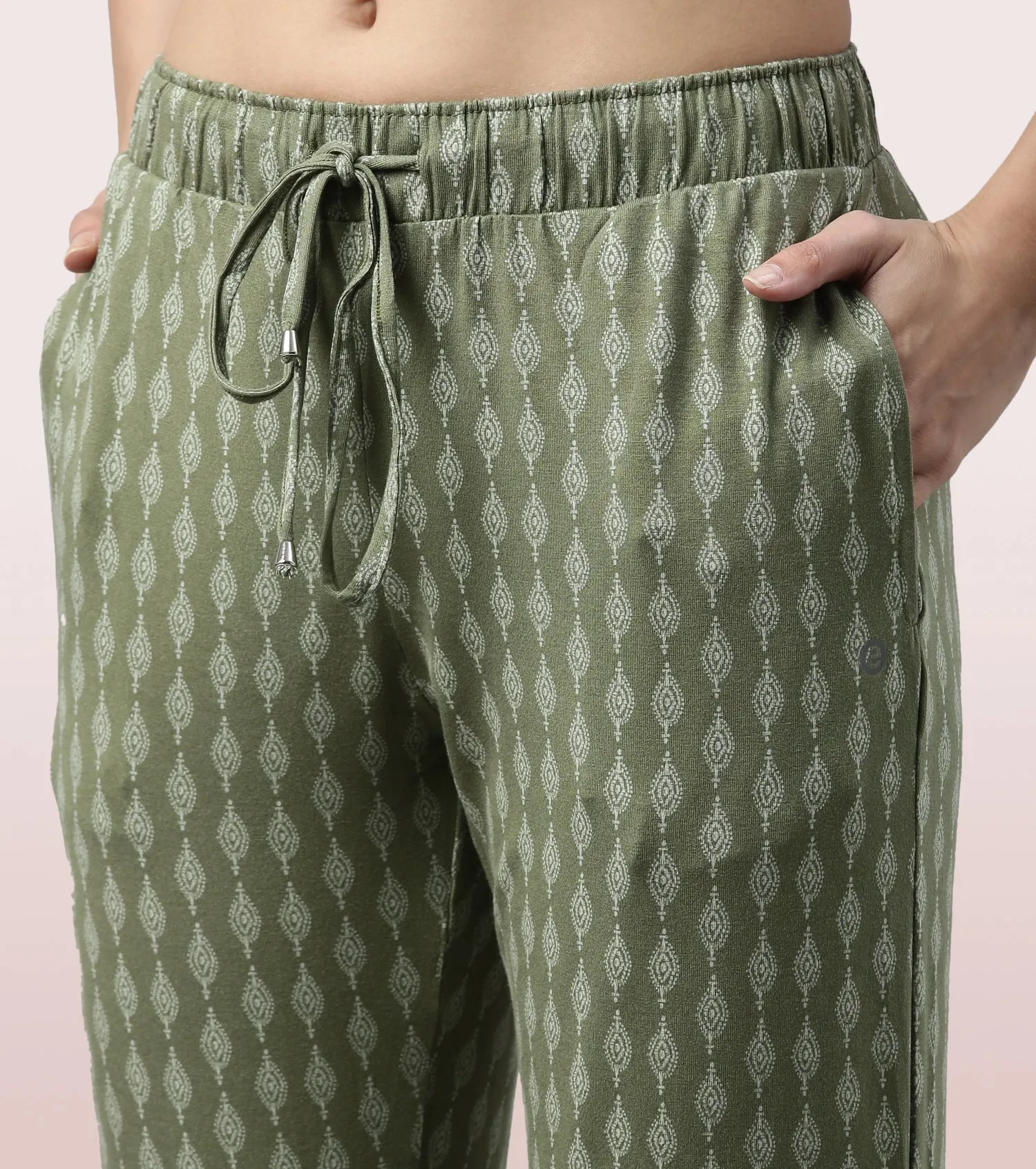 Shop-In Pants - Tapered Lounge Pants With Self Fabric Drawstring With Metal Ends