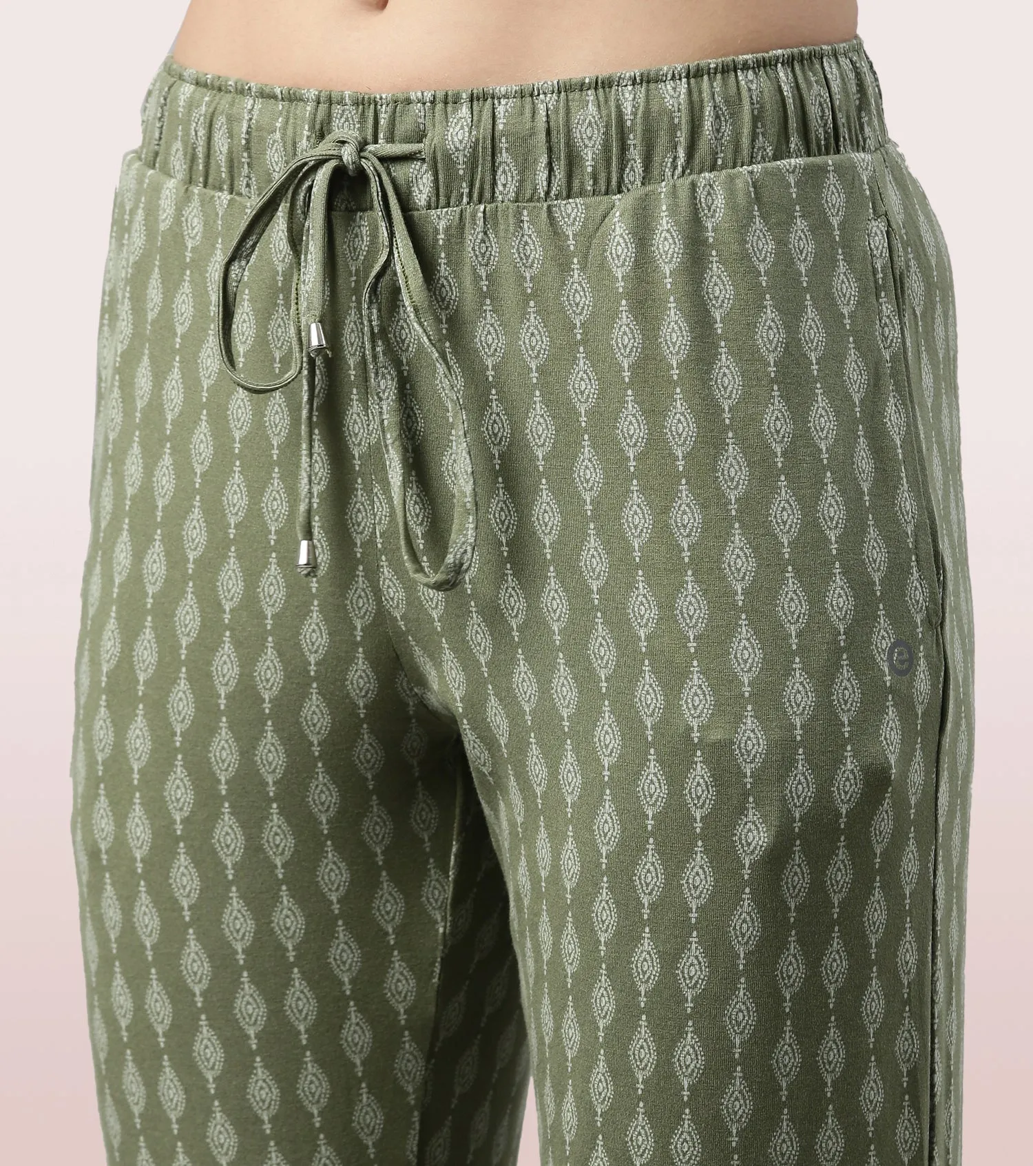 Shop-In Pants - Tapered Lounge Pants With Self Fabric Drawstring With Metal Ends