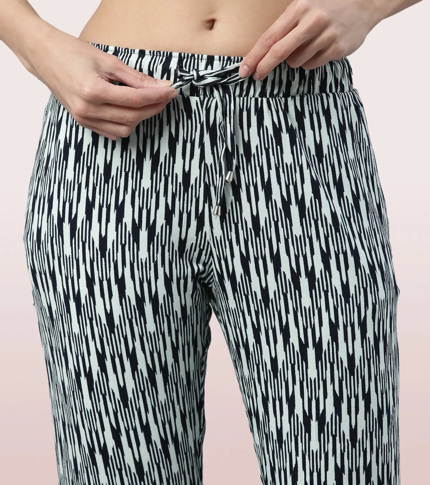 Shop-In Pants - Tapered Lounge Pants With Self Fabric Drawstring With Metal Ends