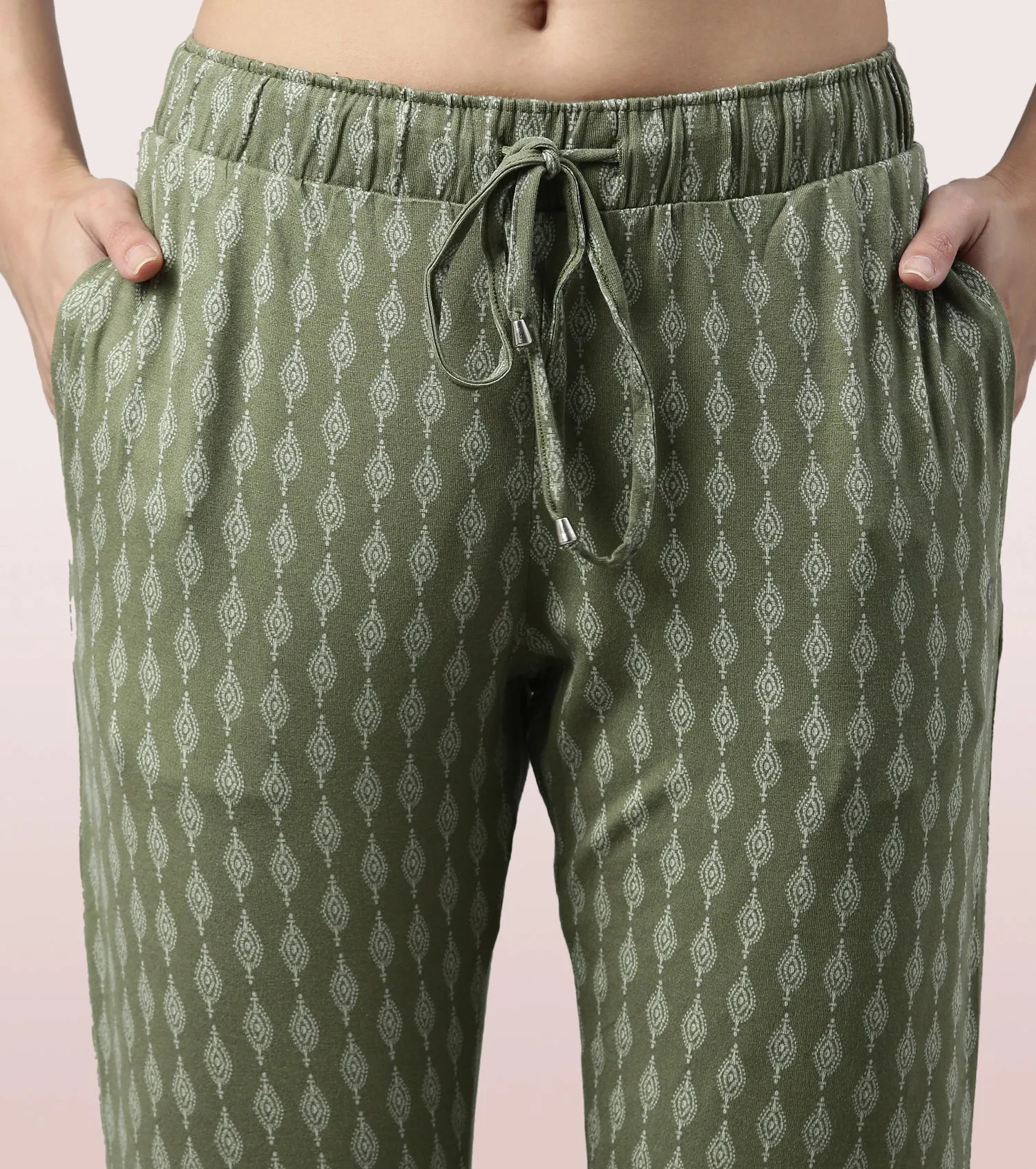 Shop-In Pants - Tapered Lounge Pants With Self Fabric Drawstring With Metal Ends