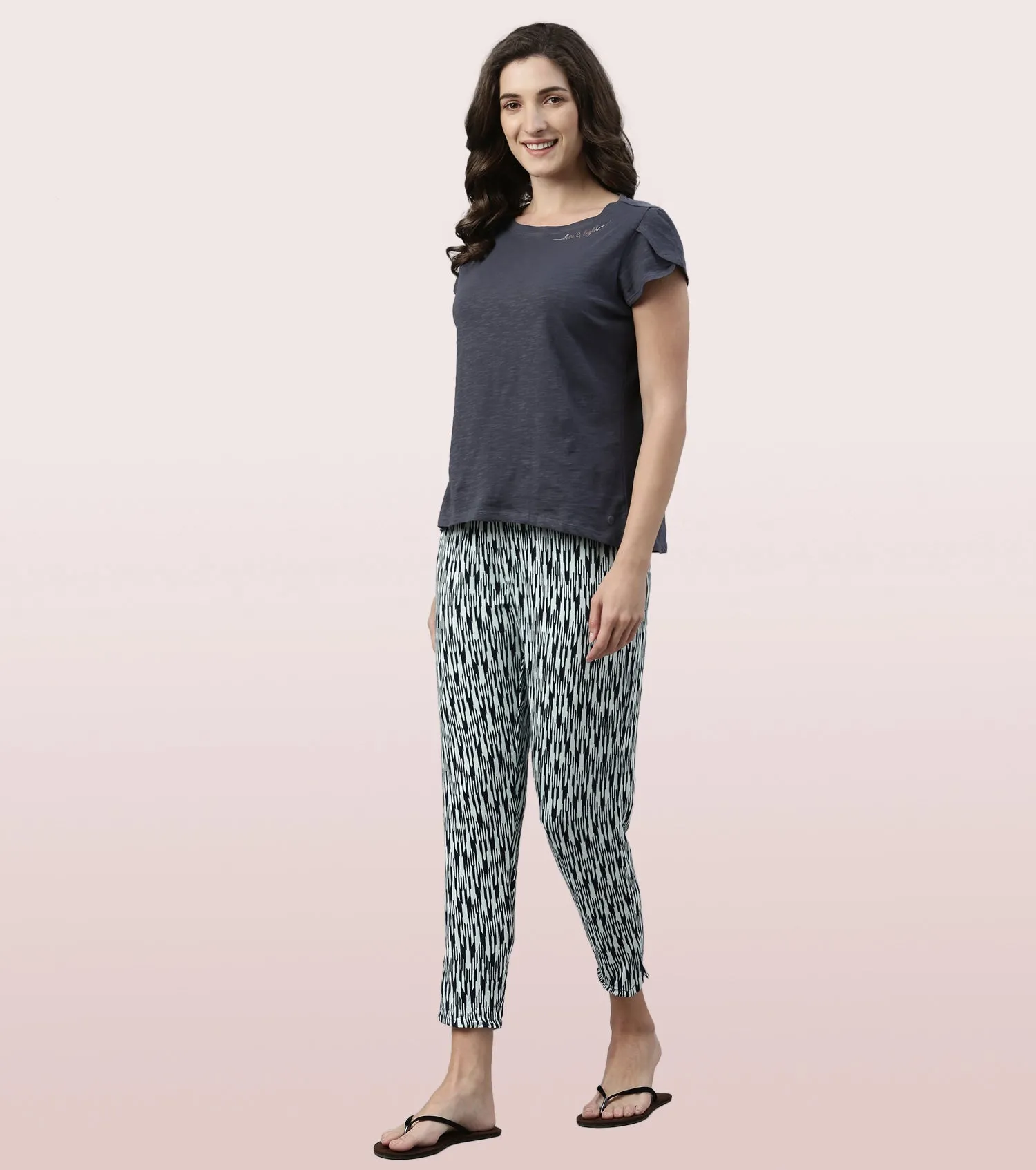 Shop-In Pants - Tapered Lounge Pants With Self Fabric Drawstring With Metal Ends