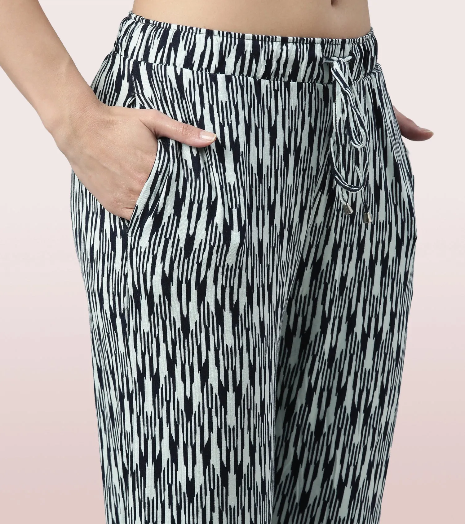 Shop-In Pants - Tapered Lounge Pants With Self Fabric Drawstring With Metal Ends