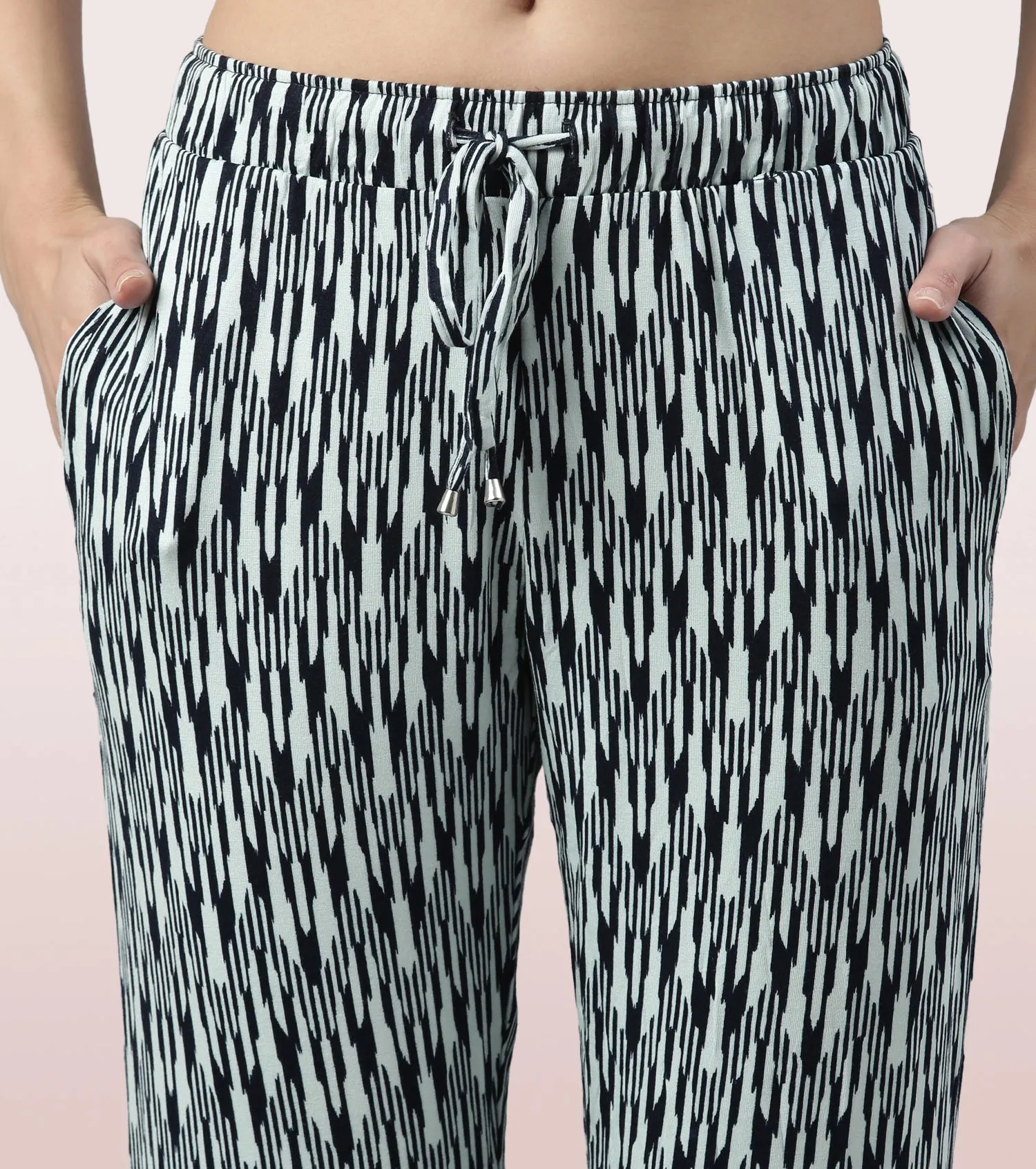 Shop-In Pants - Tapered Lounge Pants With Self Fabric Drawstring With Metal Ends