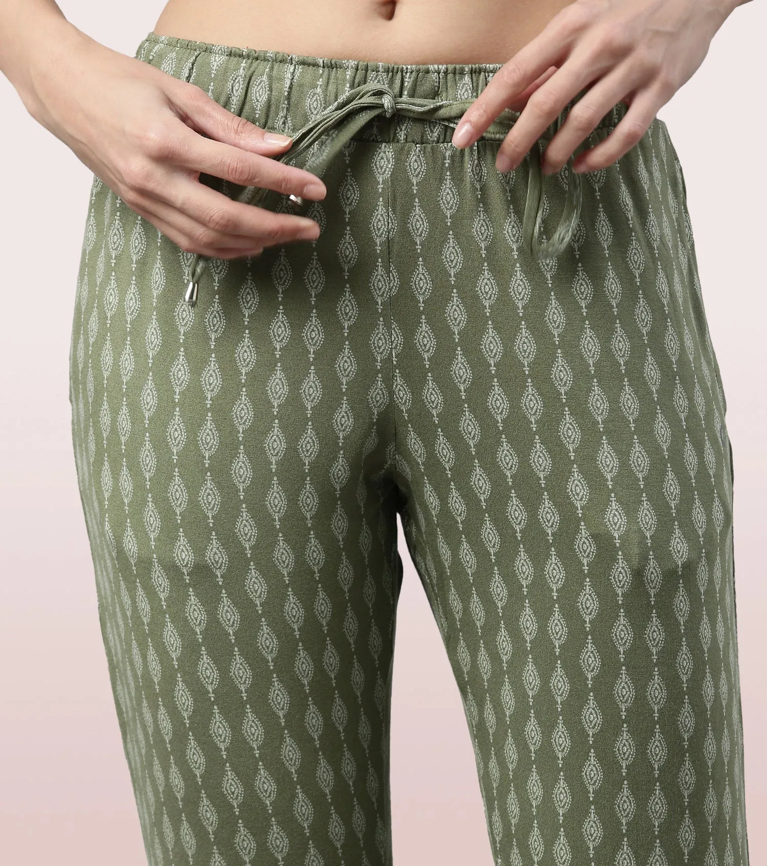 Shop-In Pants - Tapered Lounge Pants With Self Fabric Drawstring With Metal Ends