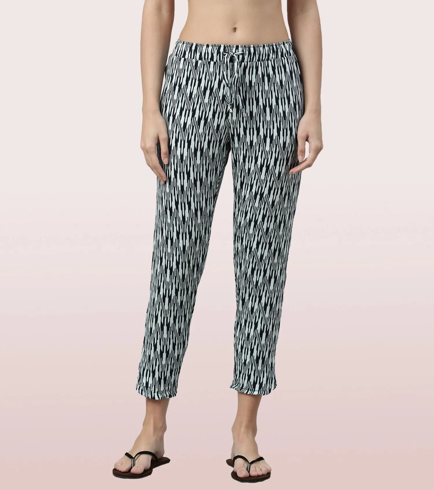 Shop-In Pants - Tapered Lounge Pants With Self Fabric Drawstring With Metal Ends