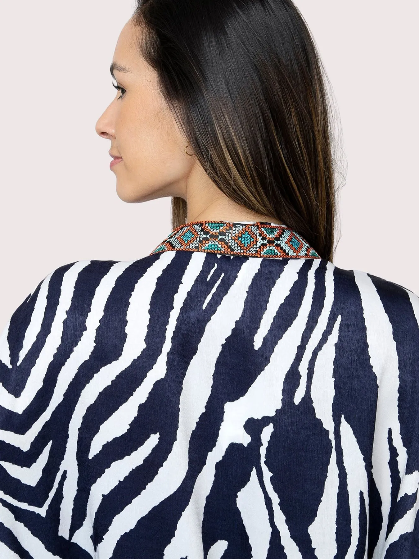 Short Kimono Cover-up, Zebra Print