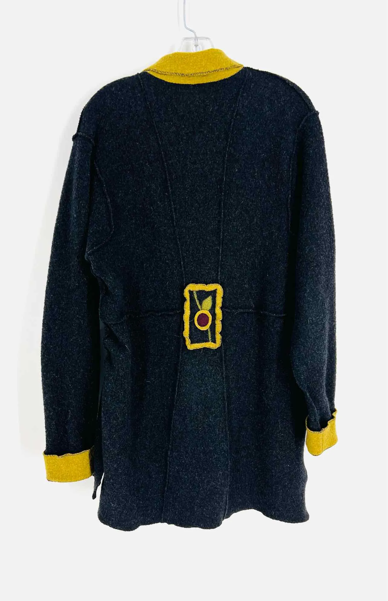 Size L ? Charcoal/Chartreuse Flowers Wool Coats Coat