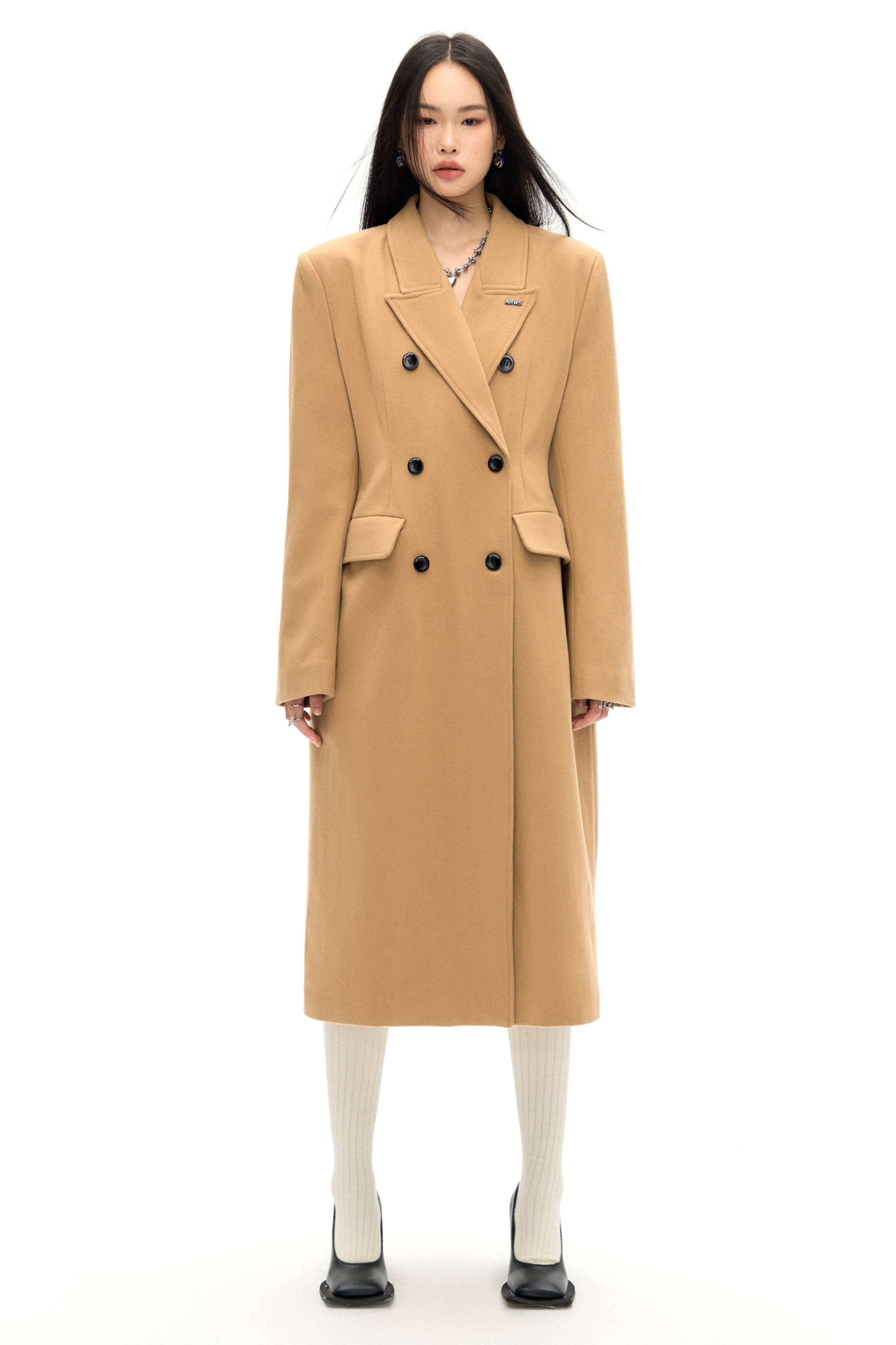 Skyscraper Hourglass Waist Wool Long Coat