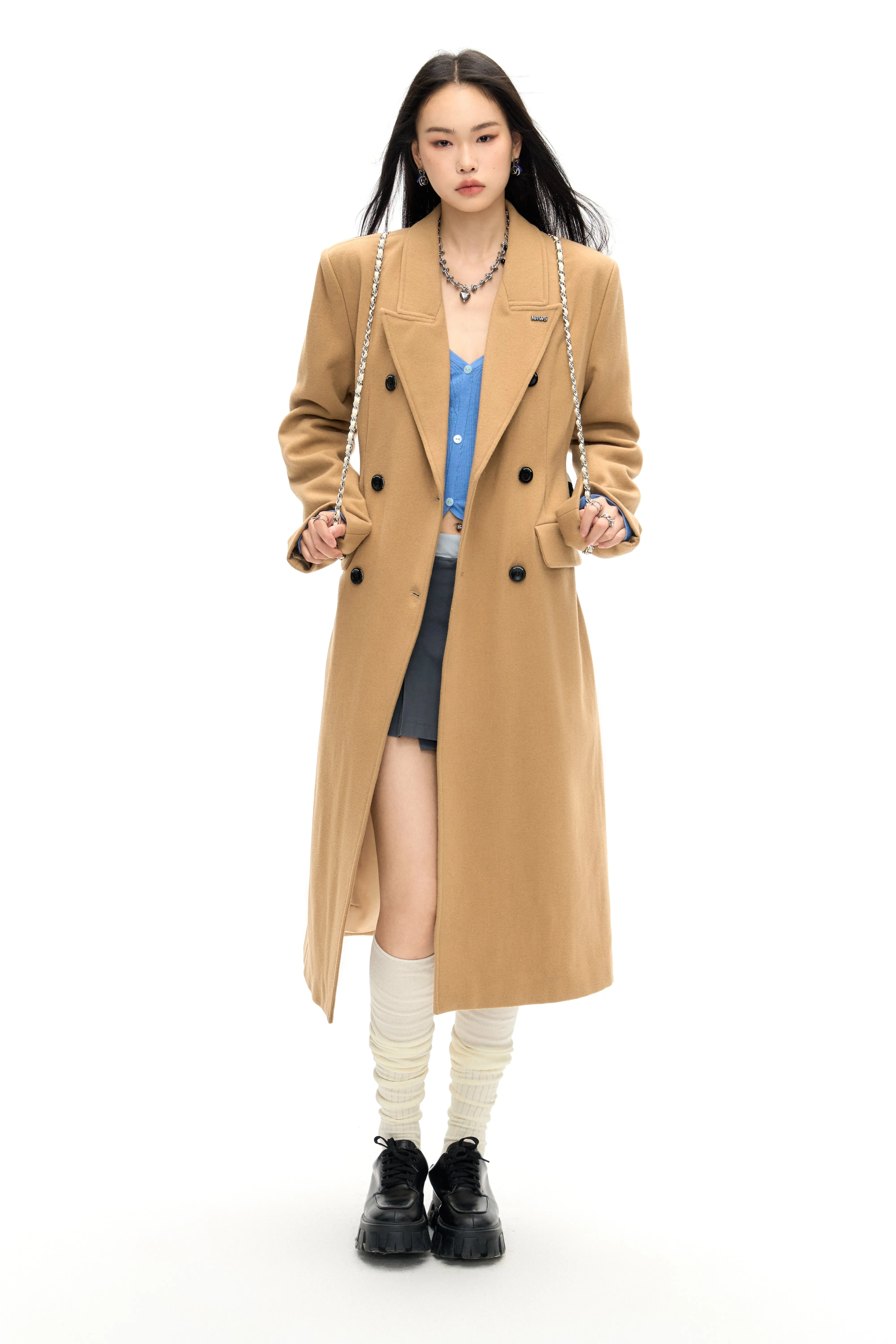 Skyscraper Hourglass Waist Wool Long Coat