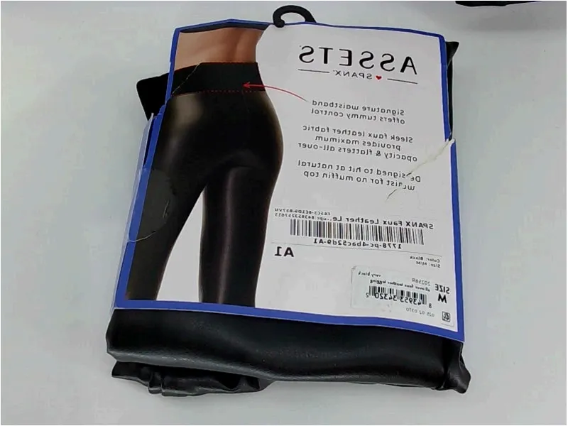 Spanx Womens Faux Leather Leggings Stretch Active Pants Color Black Size Medium