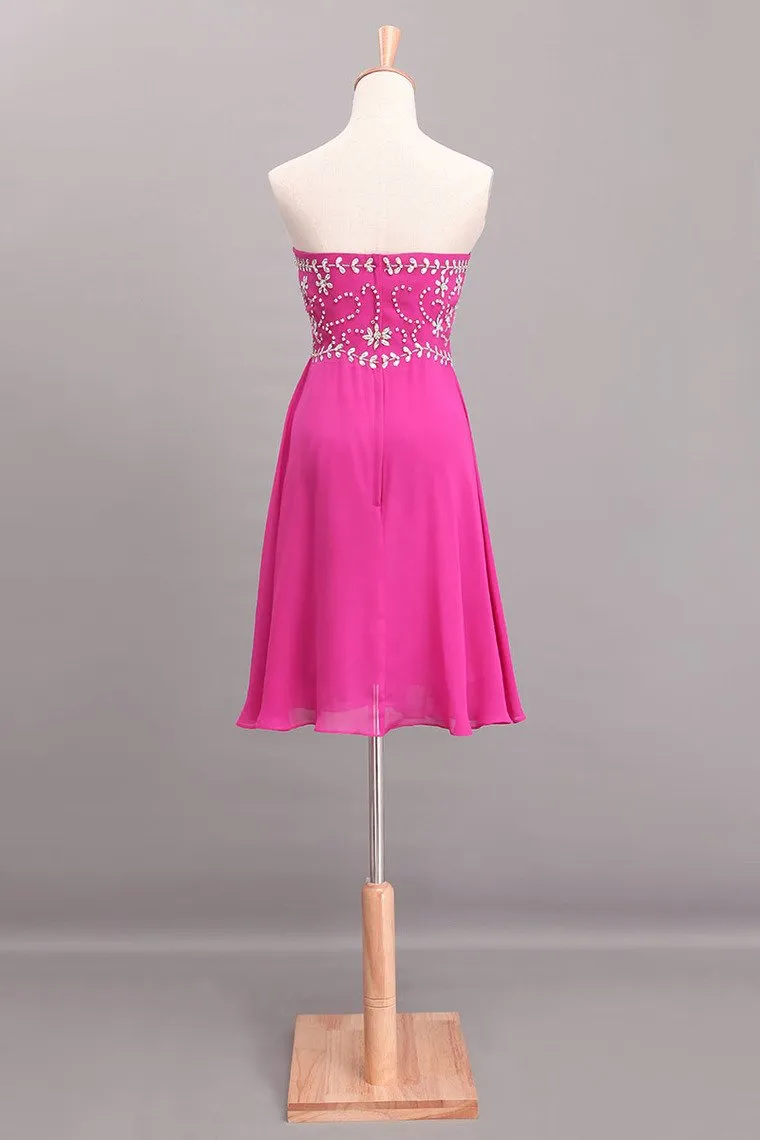 Splendid A Line Short/Mini Homecoming Dresses Beaded Bodice With Layered Chiffon Skirt