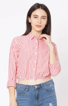 Spykar Slim Fit Red Cotton Women Shirt