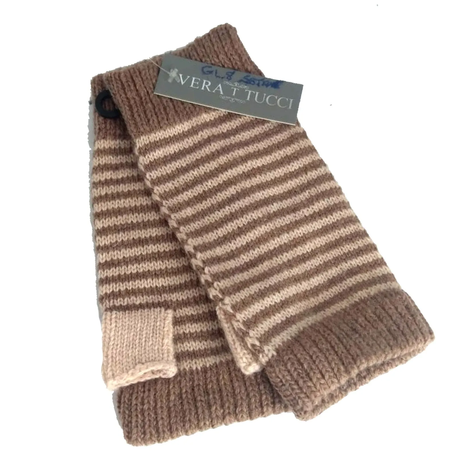 Striped Fingerless Mittens - G16