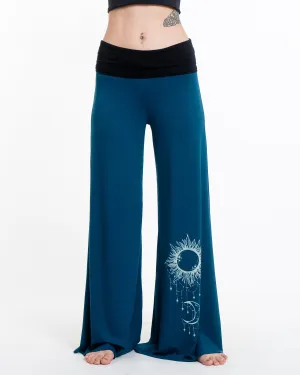 Sun Moon Spandex Wide Leg Palazzo Pants in Turquoise