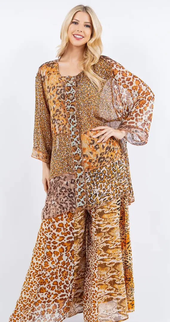 Sunheart Lioness Jacket Top & Pants Set Boho Hippie Chic Resort Wear Sml-2X 