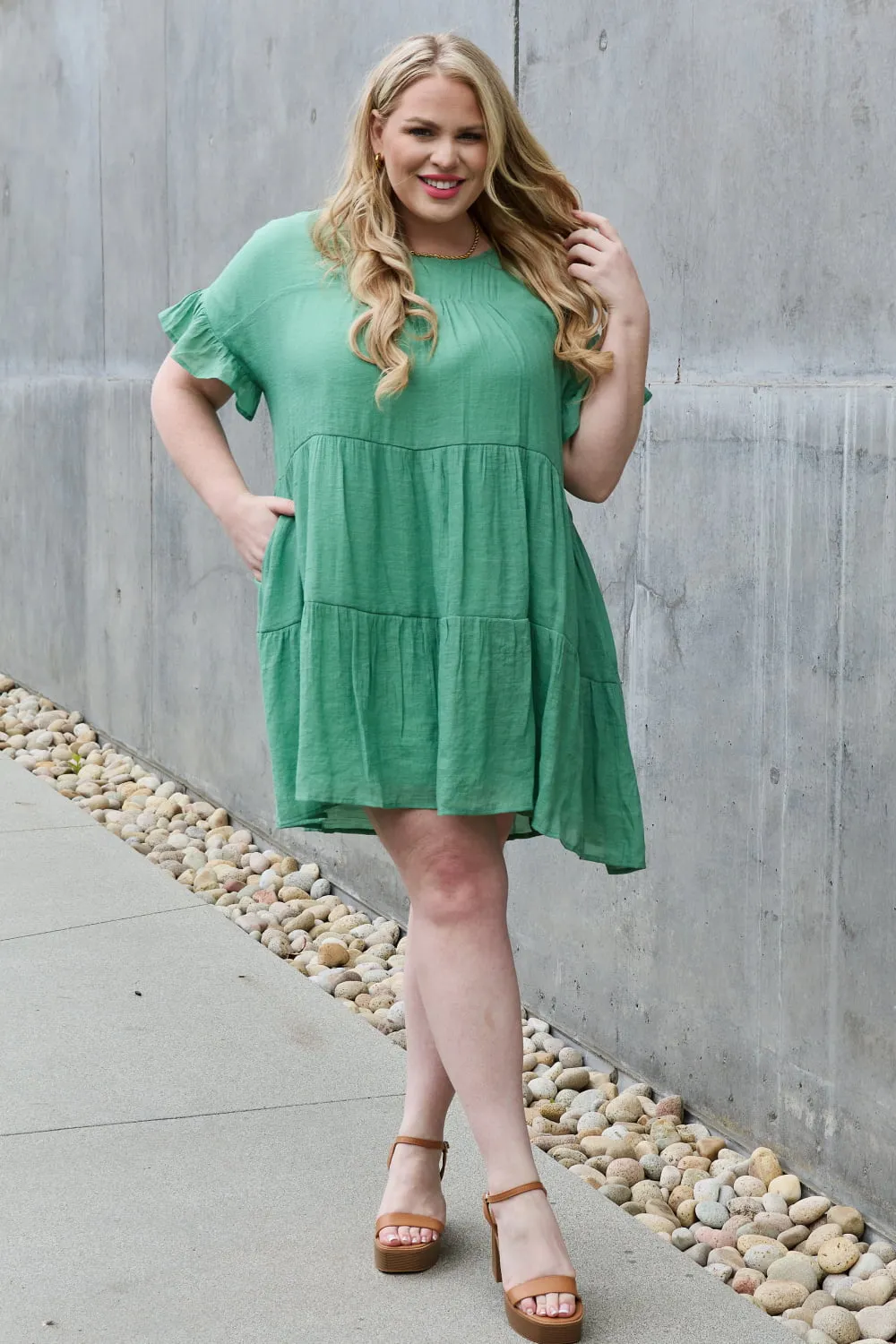 Sweet As Can Be Textured Woven Babydoll Dress