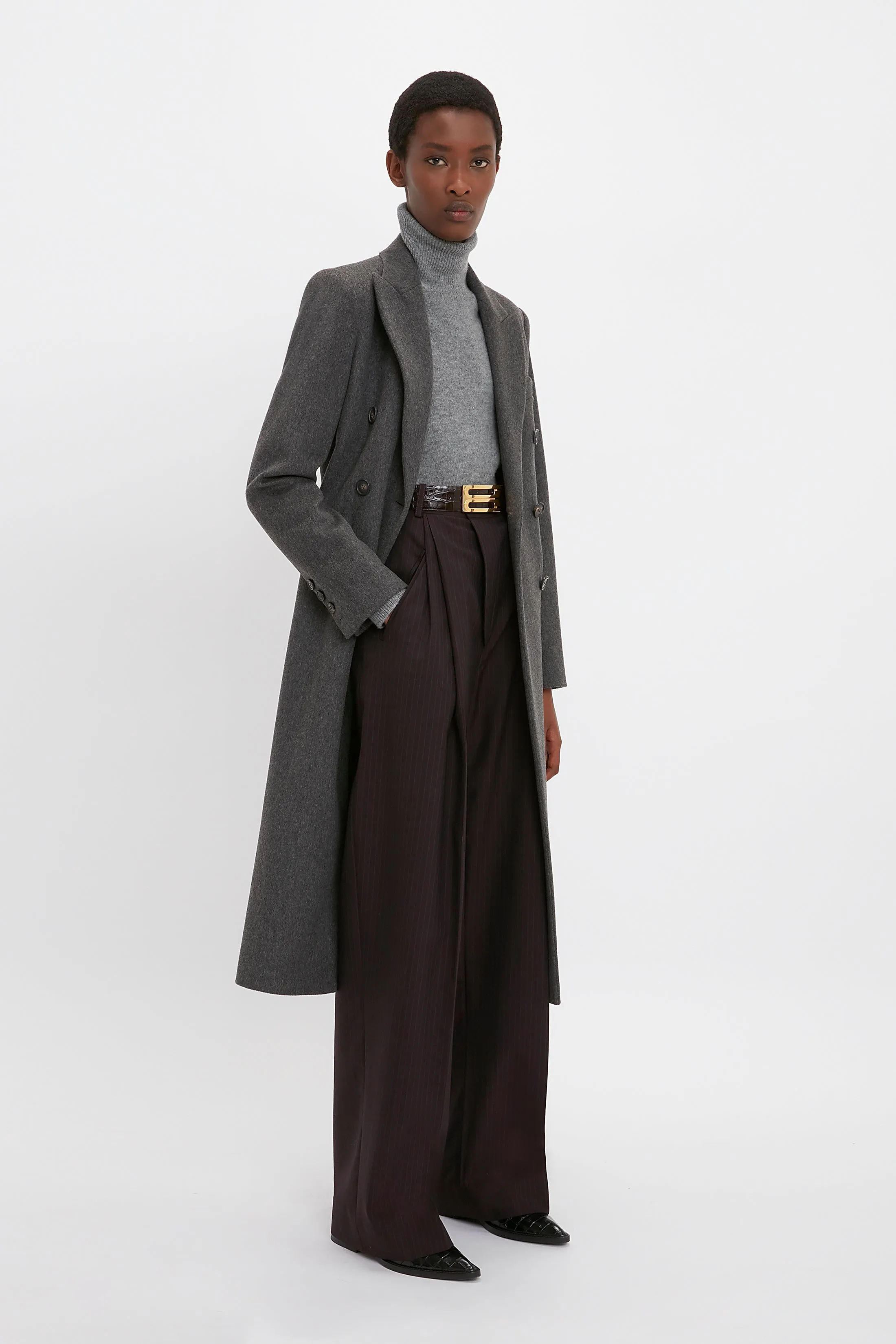 Tailored Slim Coat In Grey Melange