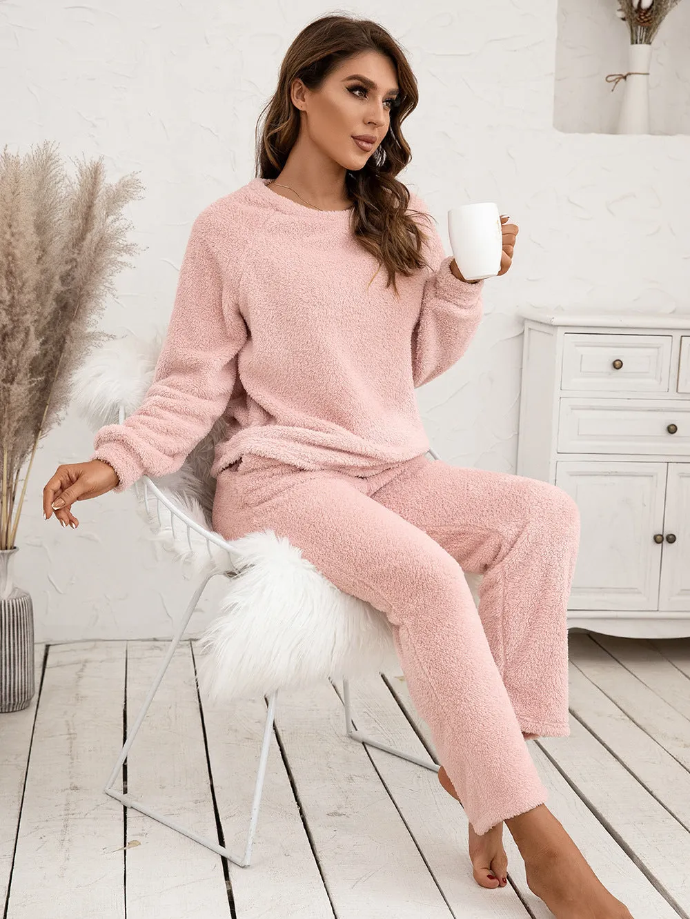 Teddy Long Sleeve Top and Pants Lounge Set