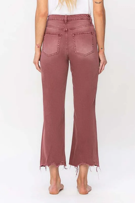 TEEK - Russet Brown Vintage High Rise Crop Flare Jeans