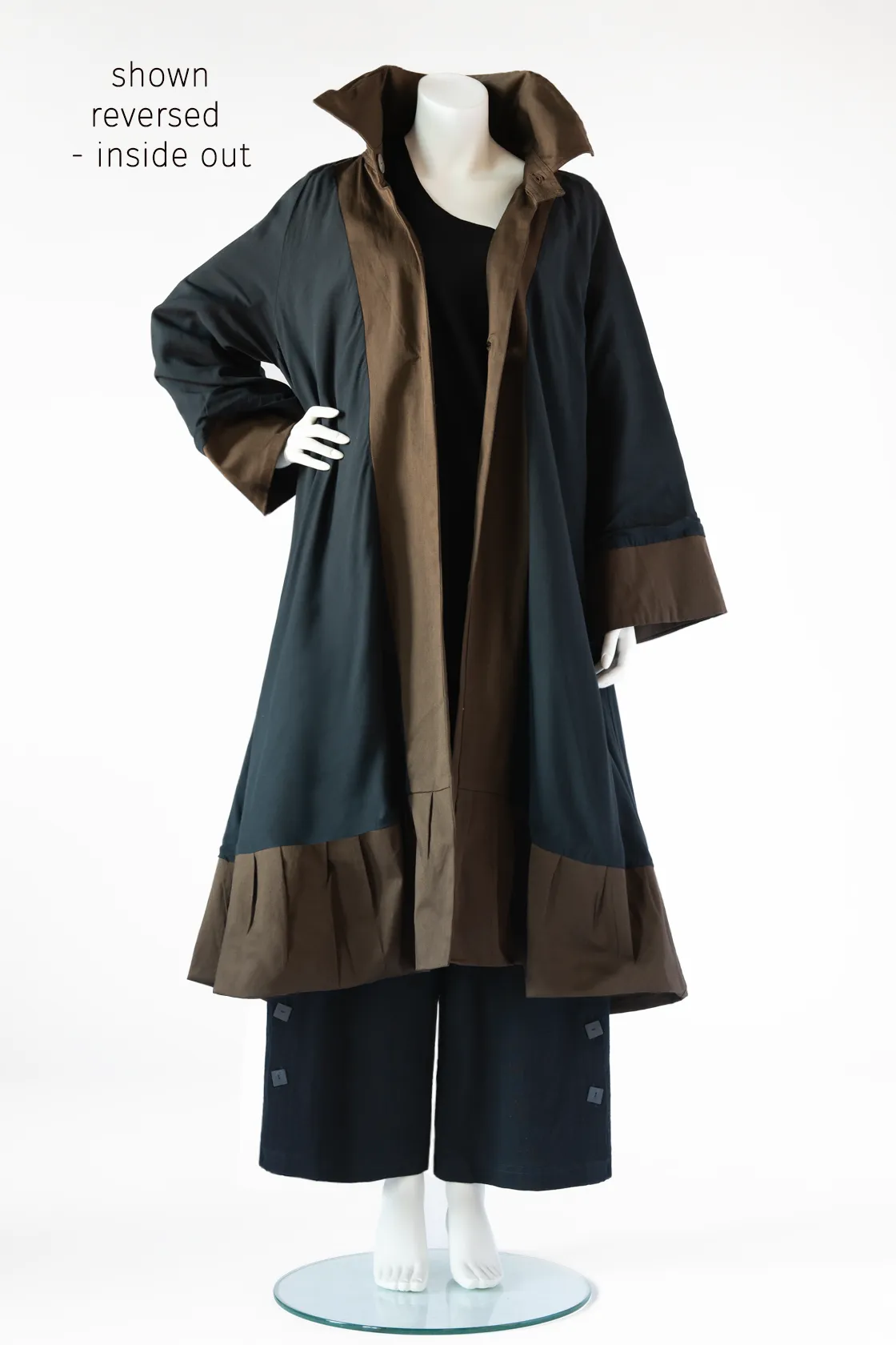 The Hepburn Coat in Walnut Smooth w/ Dark Navy