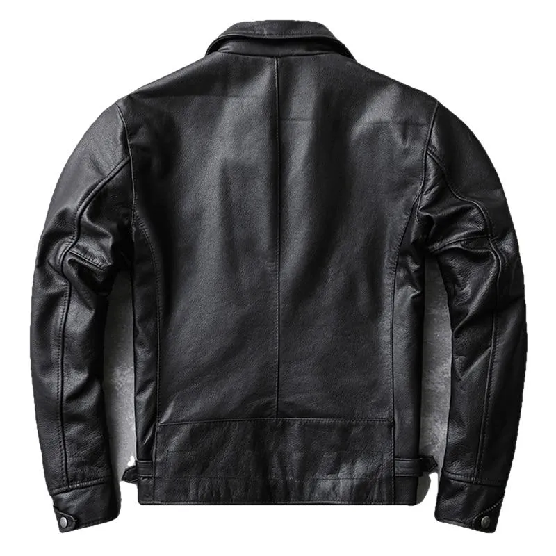 Theon Genuine Leather Jacket Men Black Motorcycle