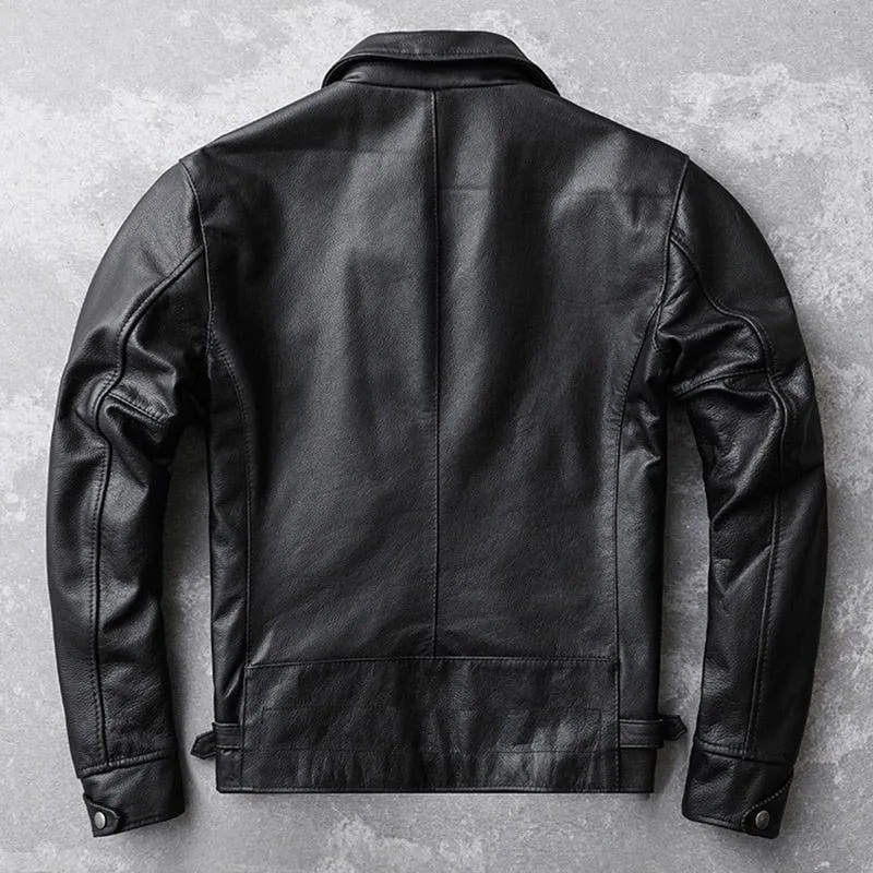 Theon Genuine Leather Jacket Men Black Motorcycle