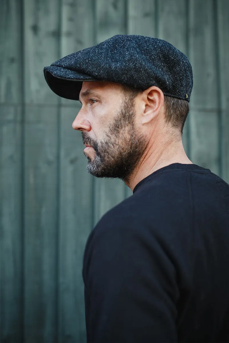 Thompson Baker Boy Hat- Black Herringbone