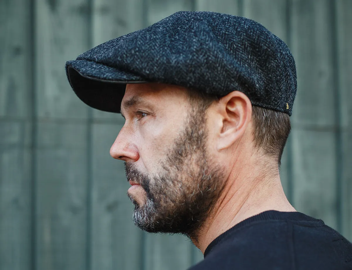 Thompson Baker Boy Hat- Black Herringbone