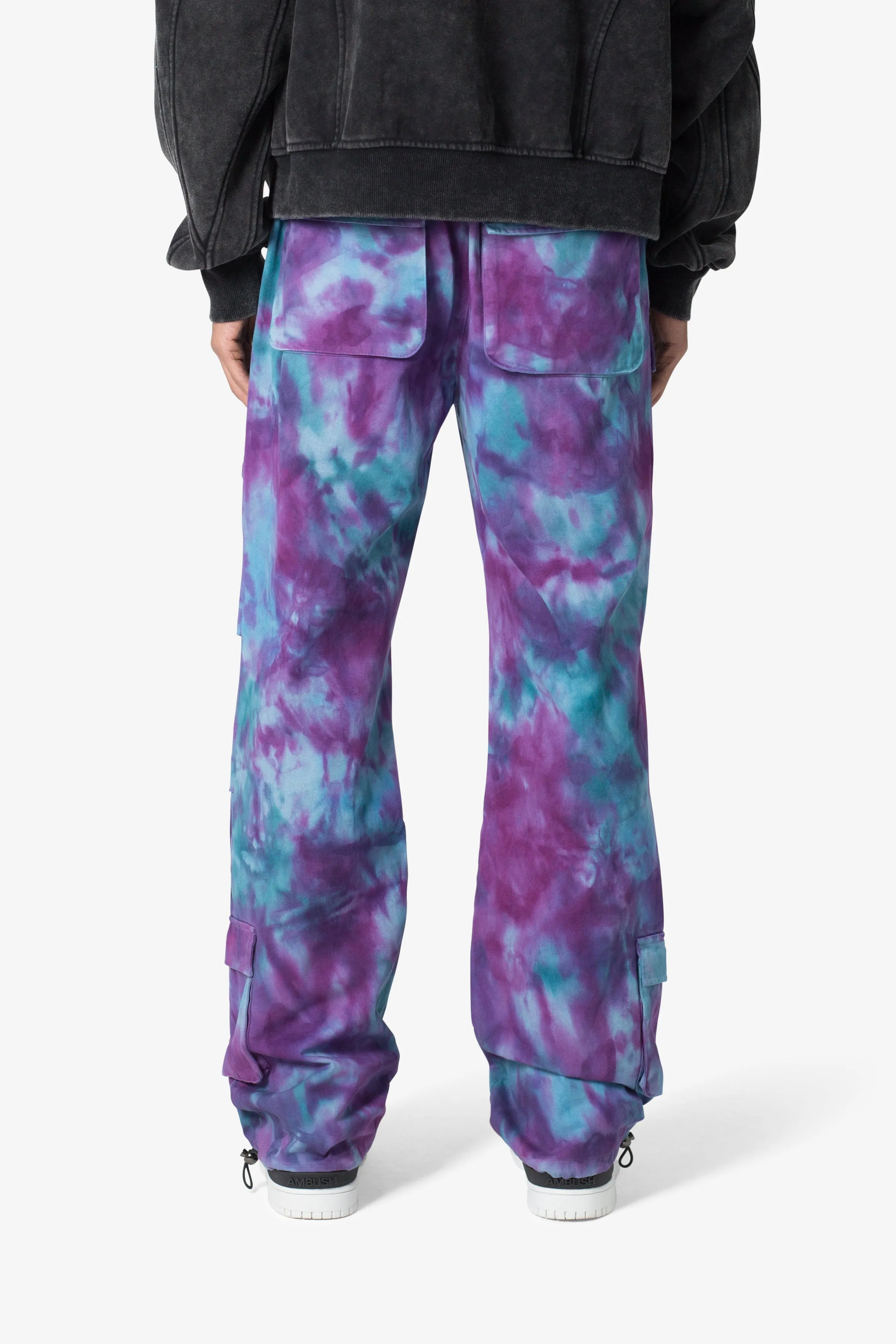 Tie Dyed Cargo Pants - Purple/Pink