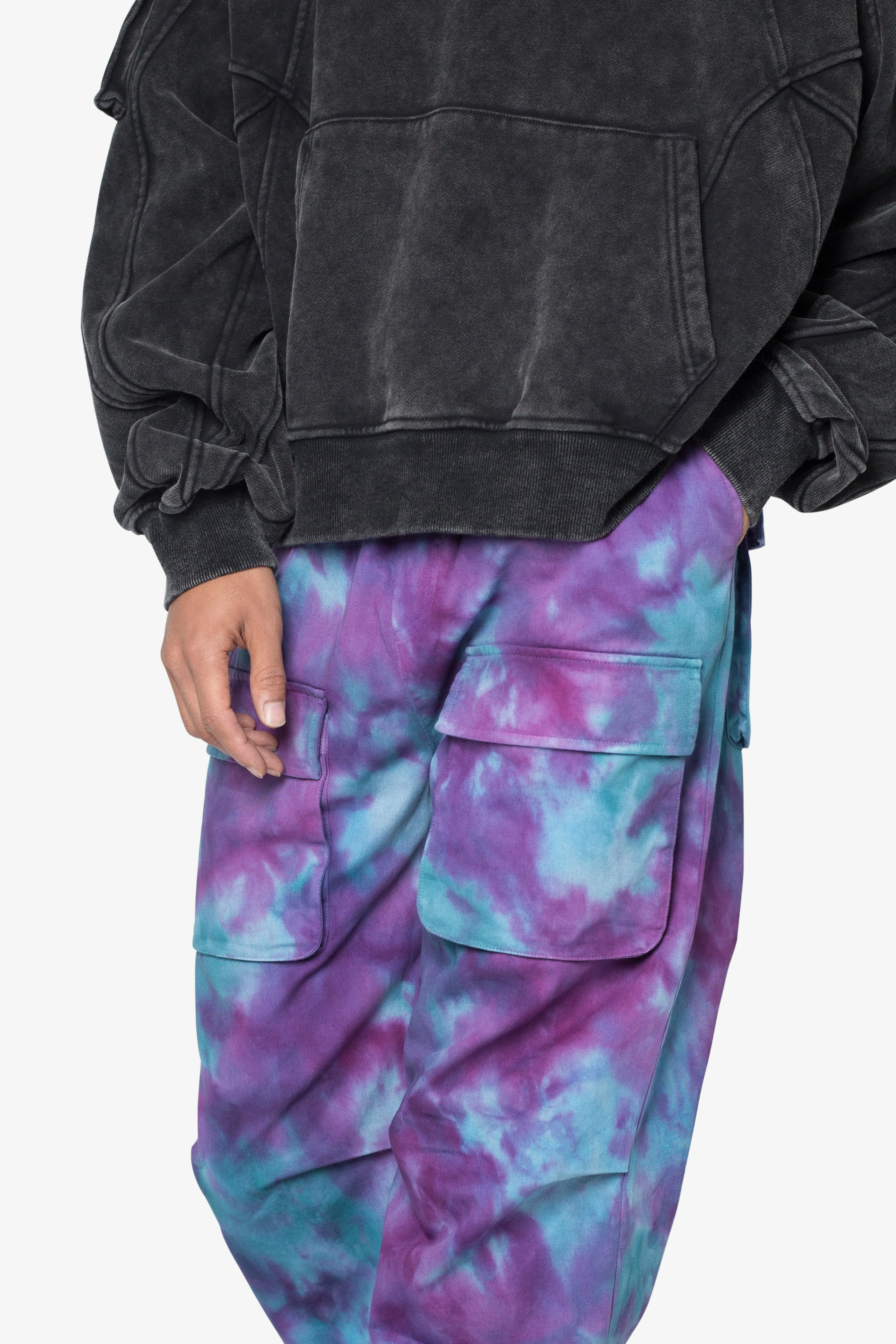 Tie Dyed Cargo Pants - Purple/Pink