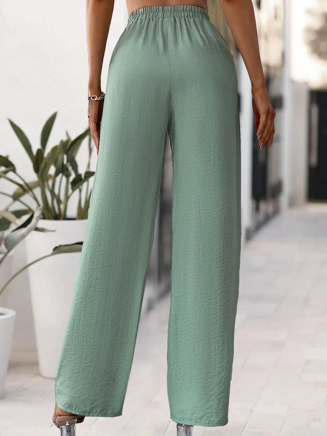 Tied High Waist Wide Leg Pants