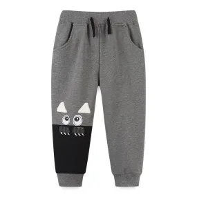 Toddler Boy's Cartoon Print Gray Pants