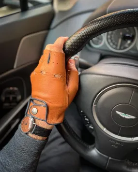 TOP GEAR - Fingerless Deerskin Driving Gloves - Camel