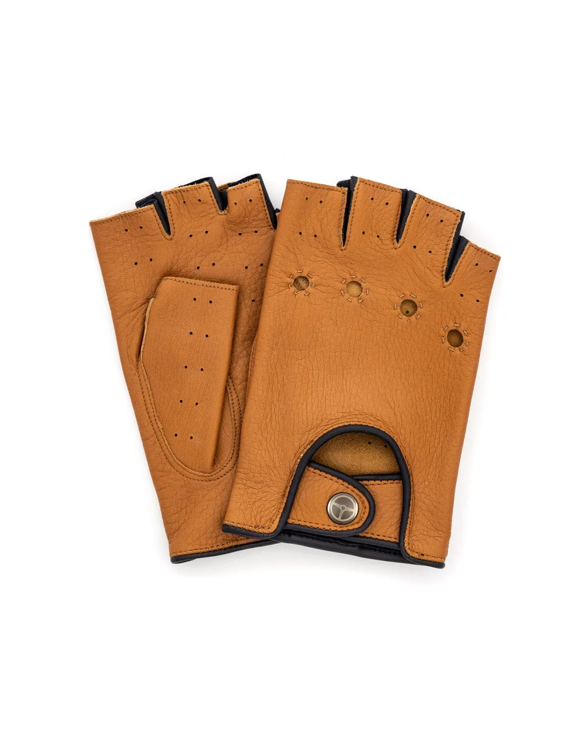 TOP GEAR - Fingerless Deerskin Driving Gloves - Camel