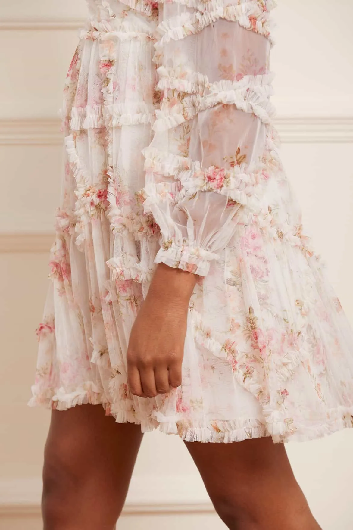 Trailing Blooms Ruffle Mini Dress