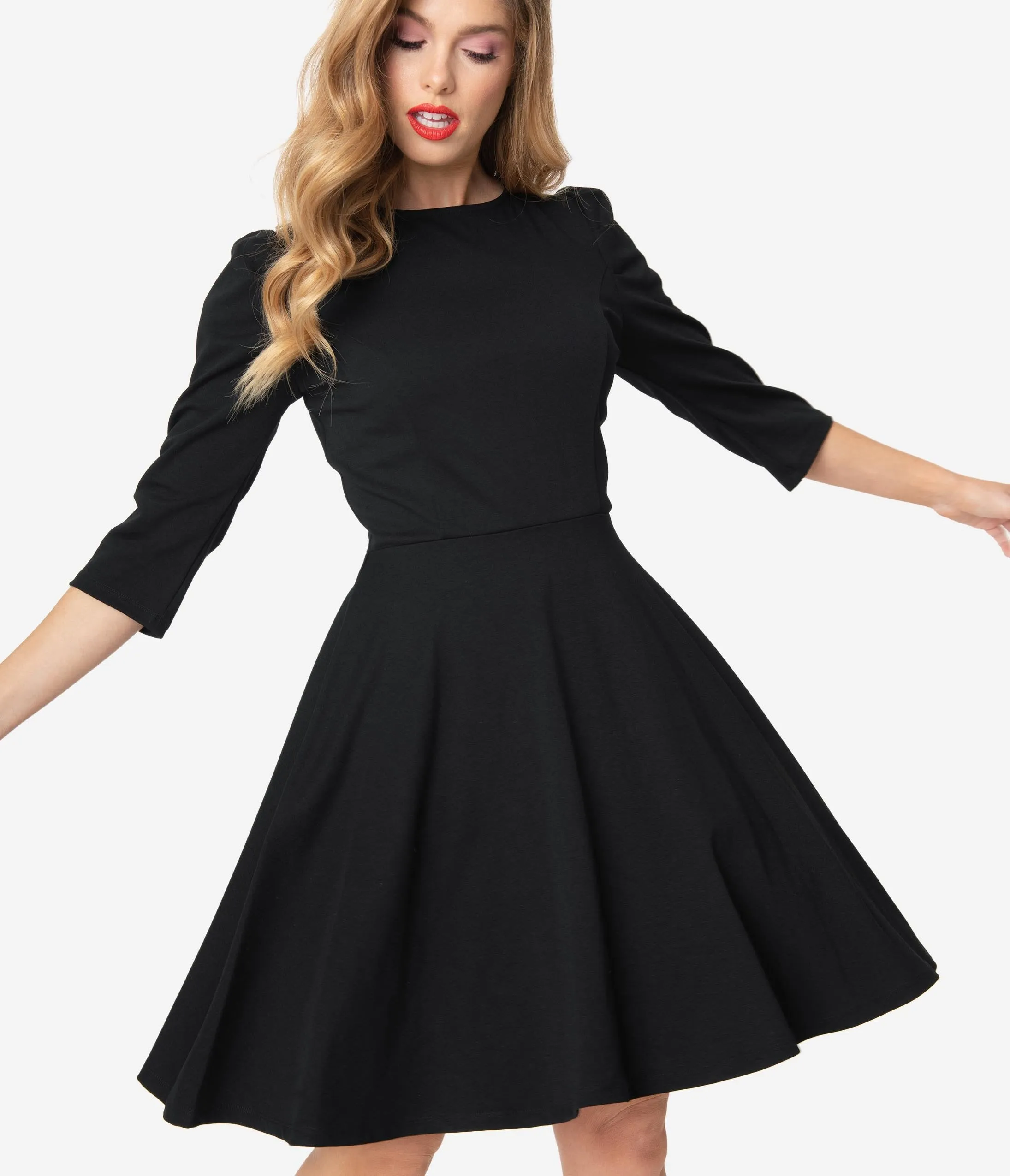 Unique Vintage Black Garber Fit & Flare Dress