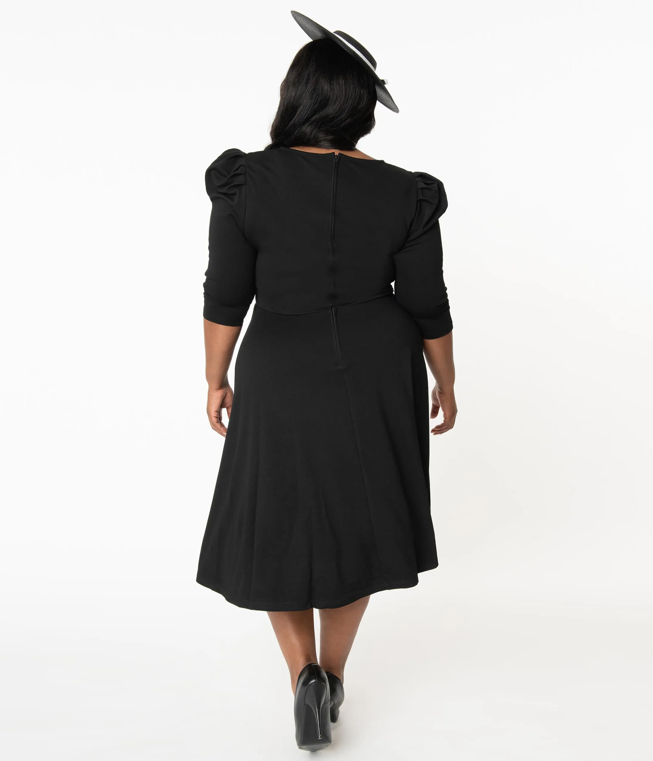 Unique Vintage Plus Size Black Garber Fit & Flare Dress