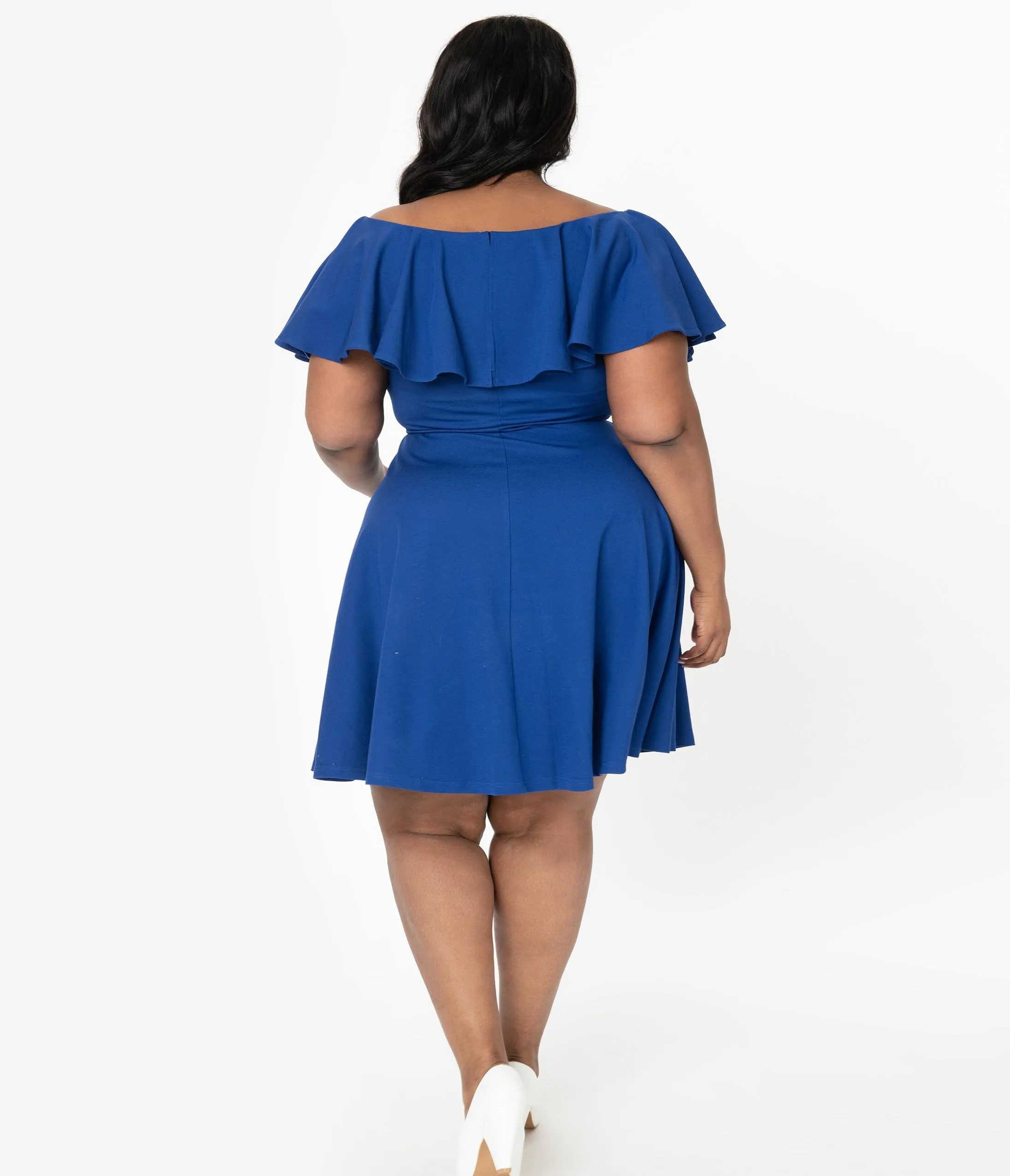 Unique Vintage Plus Size Royal Blue Gidget Fit & Flare Dress